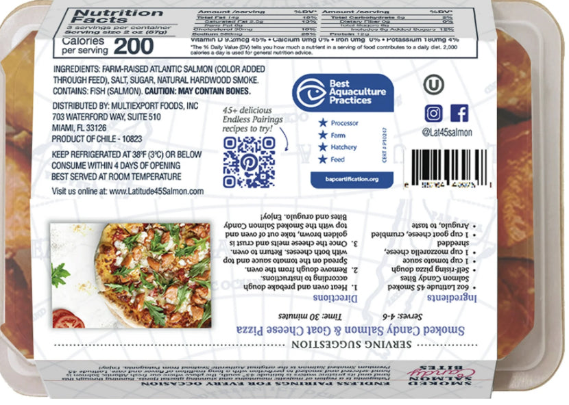 Latitude 45 Smoked Candy Salmon Bites, Ready to Eat Pack, 6oz image 1