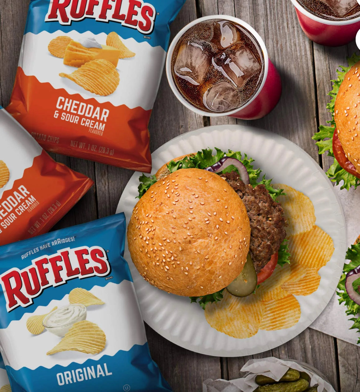 Ruffles Cheddar & Sour Cream Potato Snack Chips, Party Size image 2