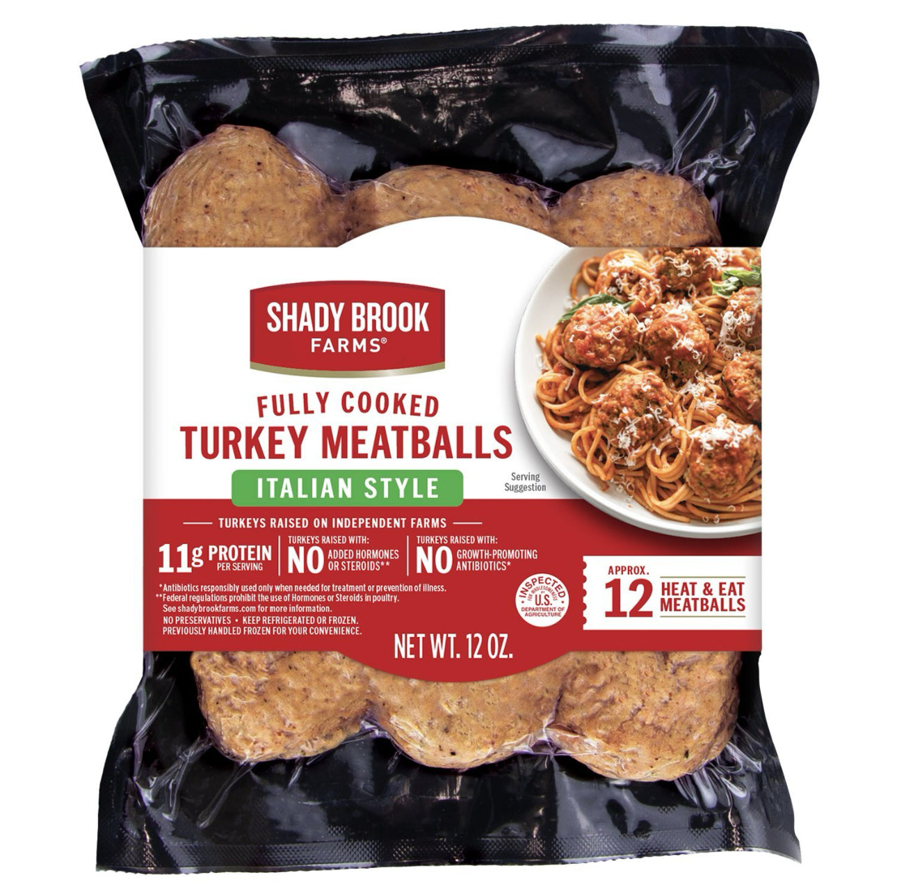 Shady Brook Farms Fully Cooked Italian Style Turkey Meatballs, 12 count, 12 oz image 0