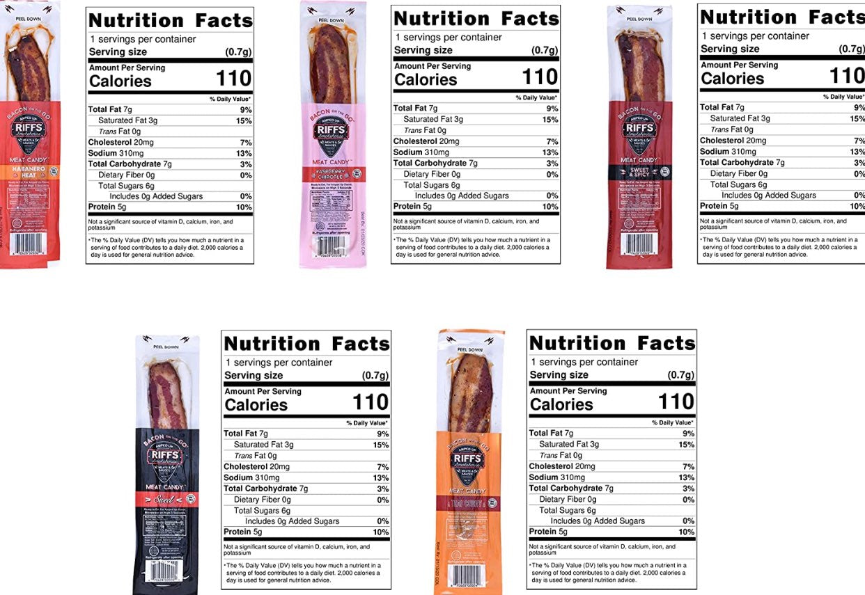 Riffs Smokehouse Pork Bacon 5 Flavors 10.5oz (15 Pack) image 2