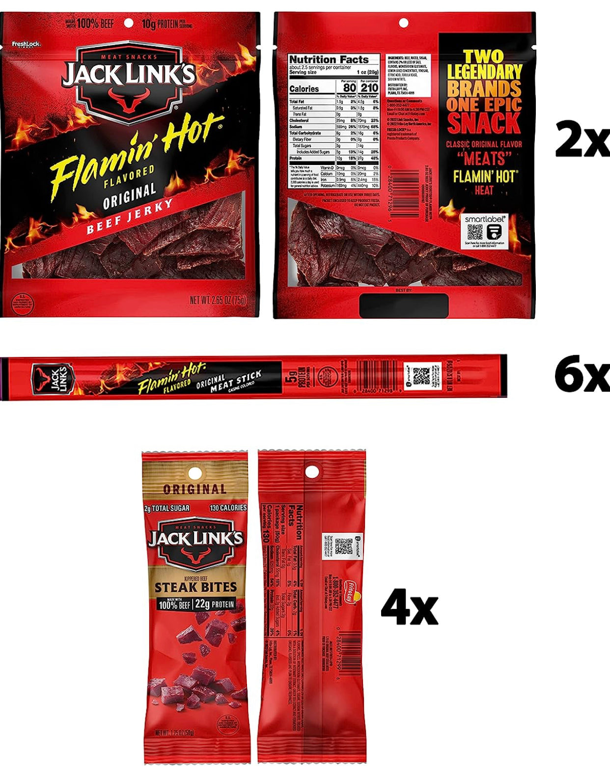 Jack Link’s® Flamin’ Hot® Meat Snacks, Hot & Spicy Sampler Variety Pack, 12 image 1