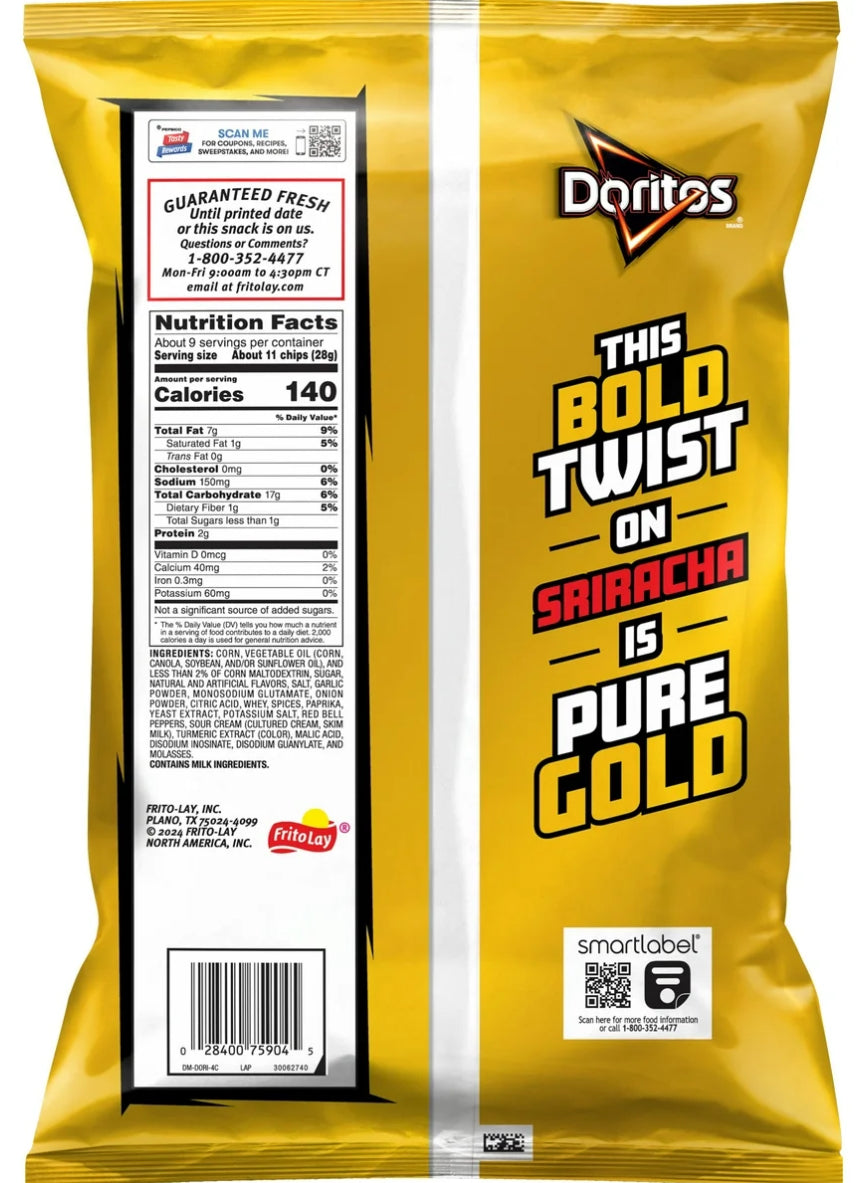 Doritos Tortilla Chips Golden Sriracha Flavored Snack Chips image 2