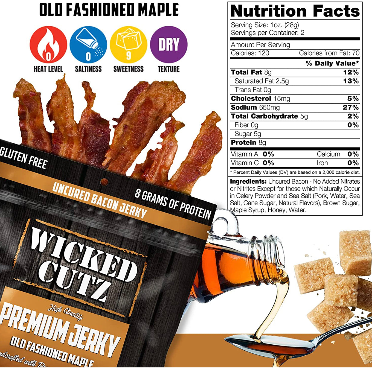 Wicked Cutz (Pork) Bacon Jerky Variety Pack image 2