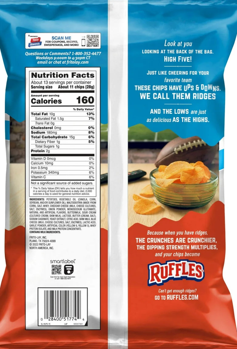 Ruffles Cheddar & Sour Cream Potato Snack Chips, Party Size image 1