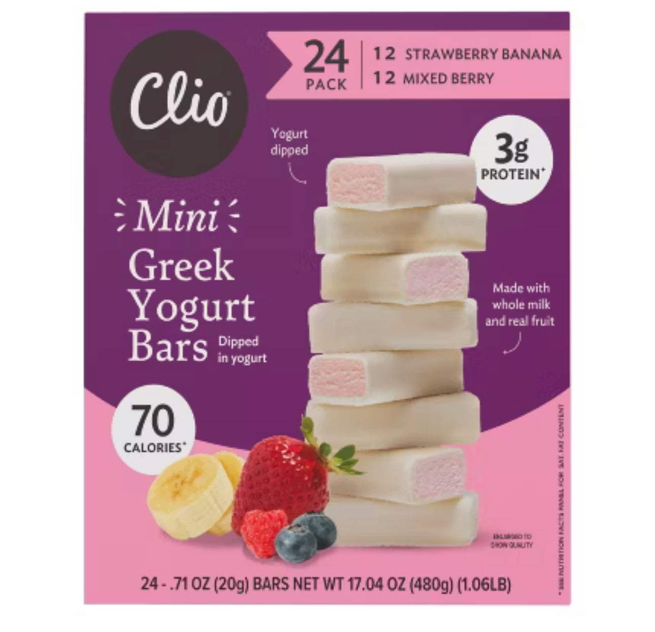 Clio Mini Greek Yogurt Bars, 24 pk (3 Flavors) image 7