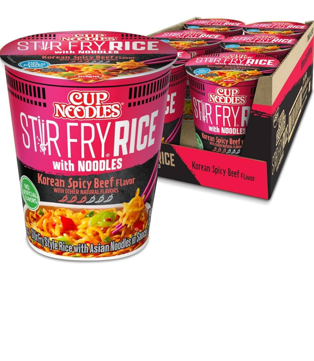 Cup Noodles Stir Fry Rice with Noodles, Spicy Beef Flavor, 2.68 Ounce Pack of 12 image 0