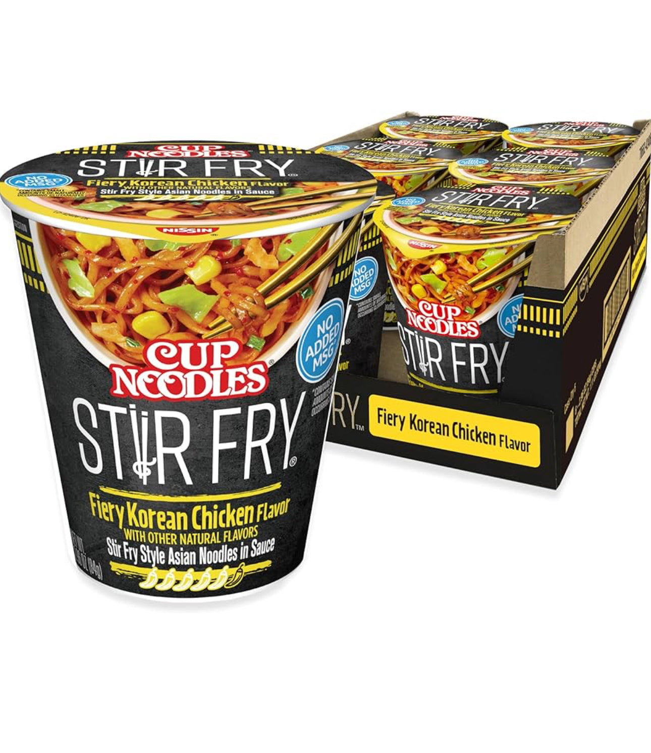 Cup Noodles Stir Fry Noodles in Sauce, Fiery Chicken, 2.96 Ounce 6 Pack image 0