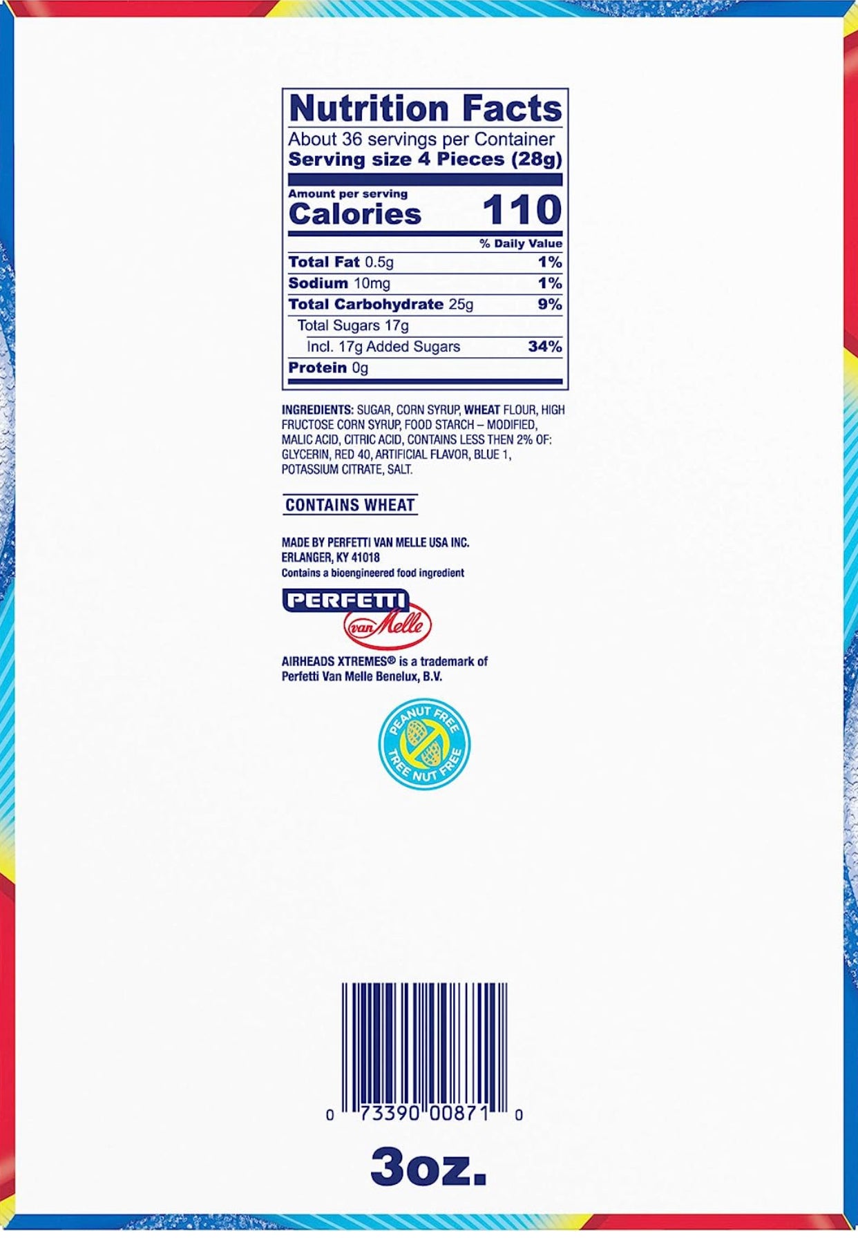 Airheads Candy, Xtremes Belts, Bluest Raspberry (12 Pack) image 1