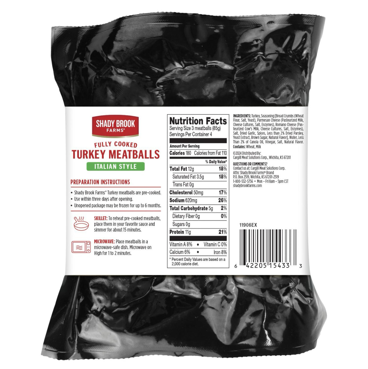 Shady Brook Farms Fully Cooked Italian Style Turkey Meatballs, 12 count, 12 oz image 1