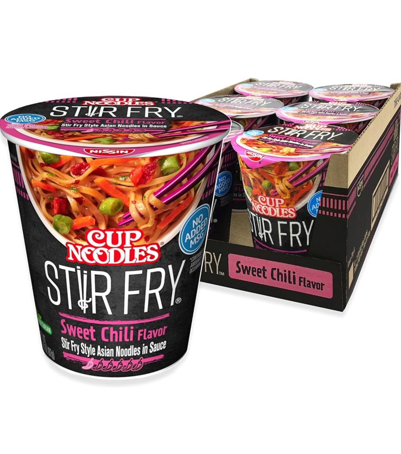 Cup Noodles Stir Fry Noodles in Sauce, Sweet Chili, 2.89 Ounce 6 Pack image 0