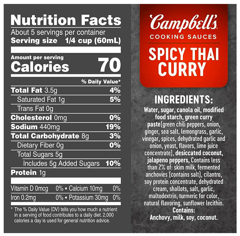 Campbell's Cooking Sauces, Spicy Thai Curry image 1