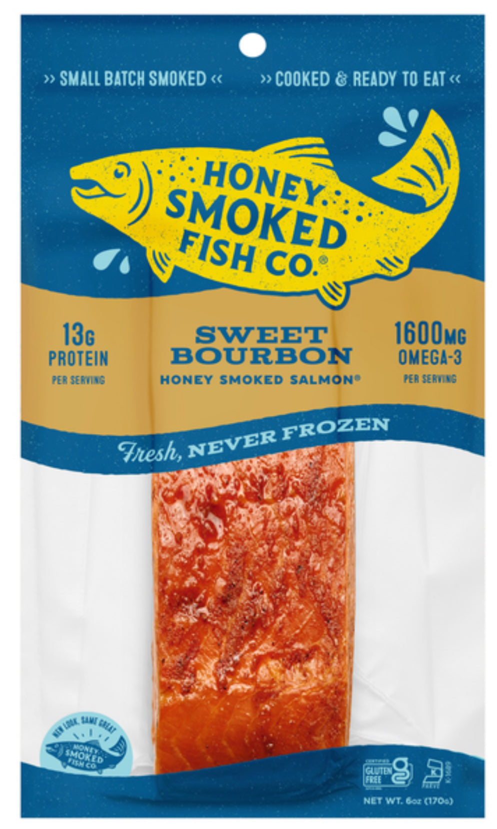 Honey Smoked Fish Sweet Bourbon Honey Smoked Salmon Refrigerated 6oz (Med. size) image 0