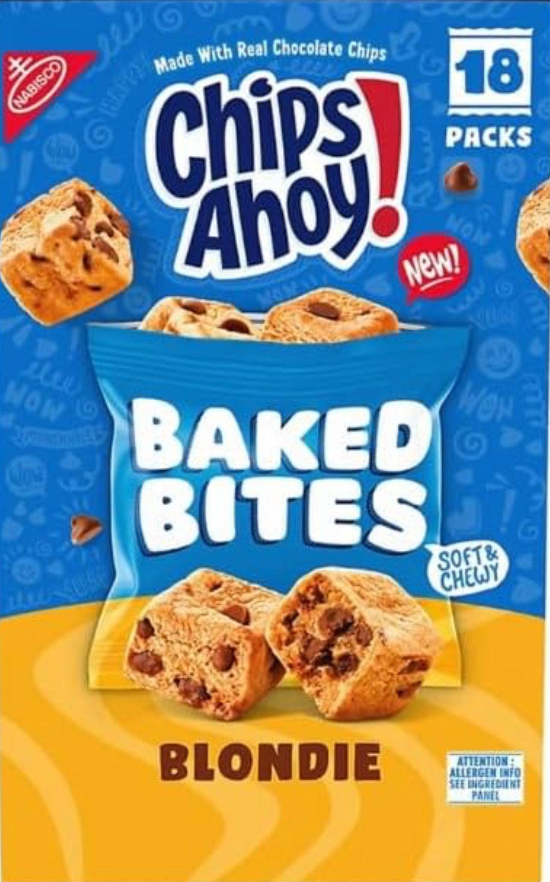 Chips Ahoy Baked Bites, Blondie, Snack Packs, 5 Bites Per Pack, 18 pk./1.5 oz image 0
