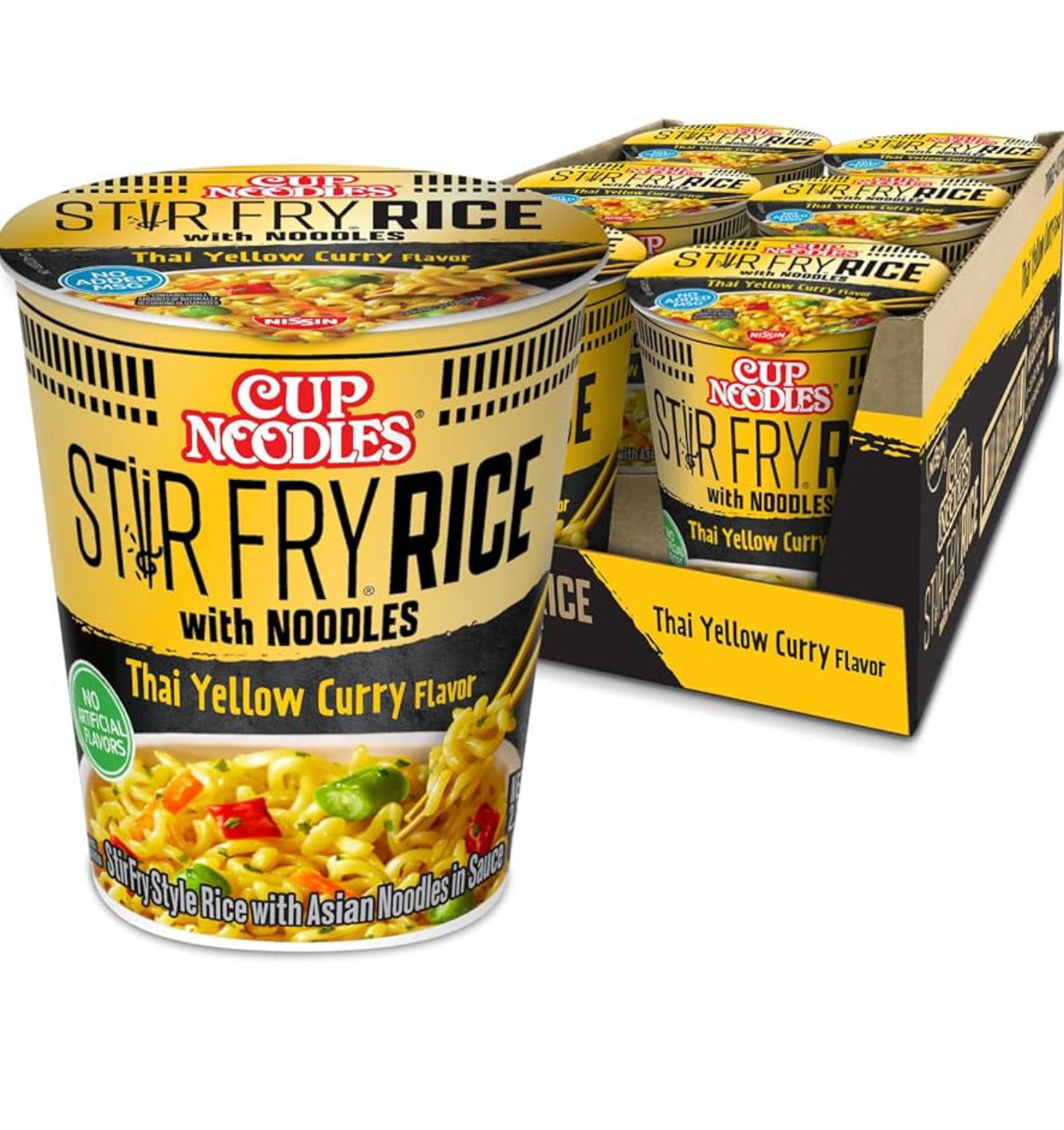Cup Noodles Stir Fry Rice with Noodles, Thai Yellow Curry, 2.61 Ounce 6 Pack image 0