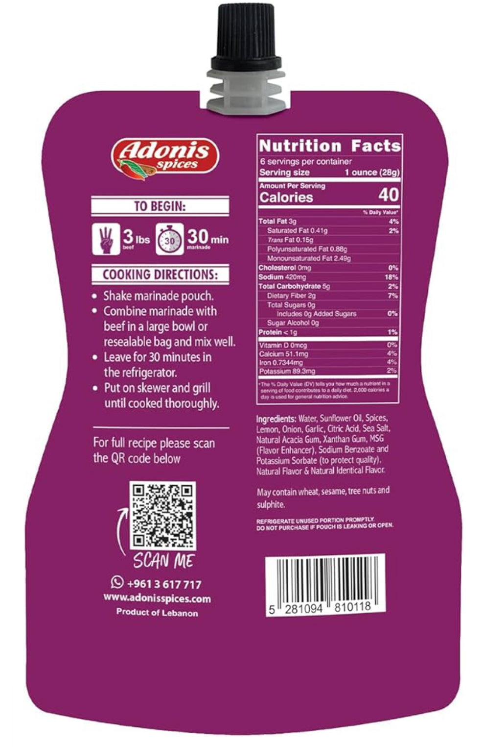 Adonis - Beef Kebab Quick Marinade