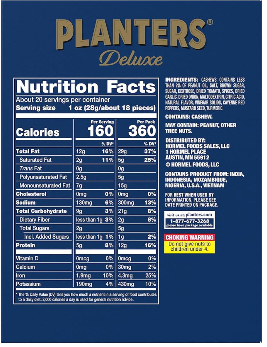 Planters Salted Cashews, Spicy Cajun, Sweet Cayenne BBQ 30 Pk (3 Flavors)