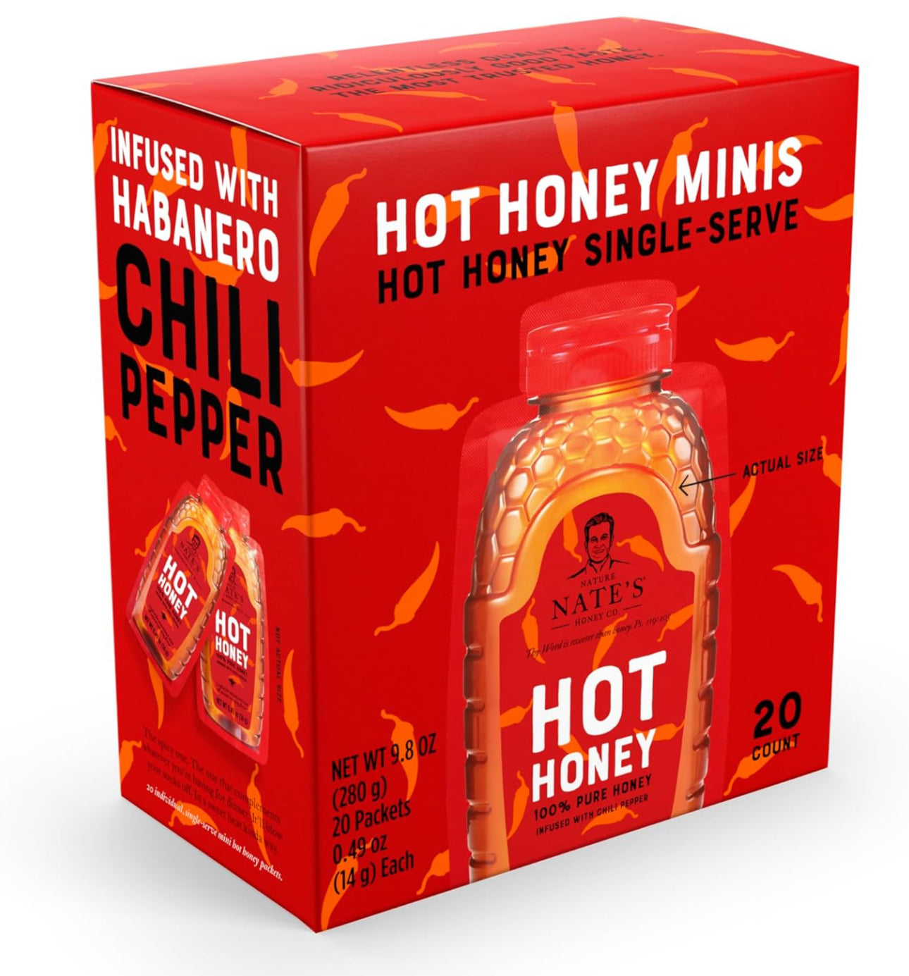 Nate's Hot Honey Minis, Single Serve Hot Honey Packets, 20ct