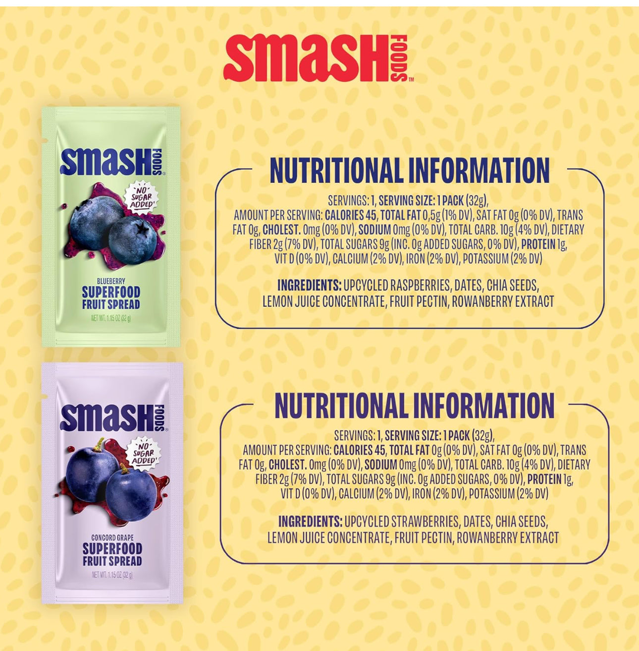 Smash Foods Single Serve Jam Packets | Variety 12-Pack