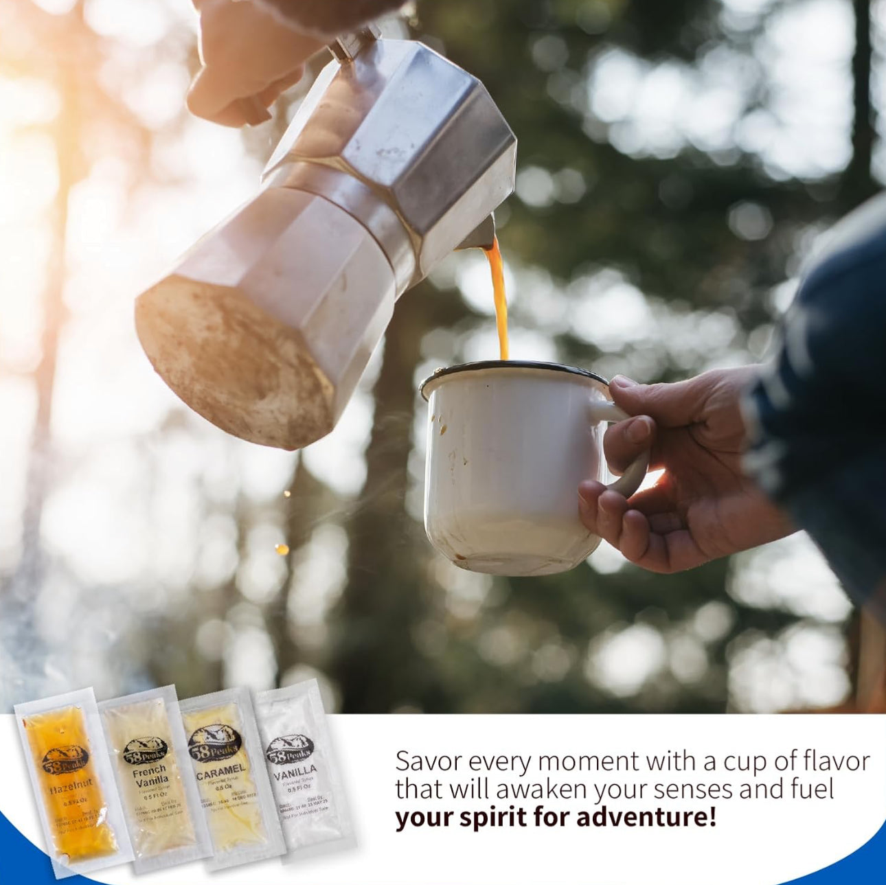 Syrup Sweetener Variety Packets for Hot and Cold Drinks | Vanilla, Caramel, French Vanilla & Hazelnut