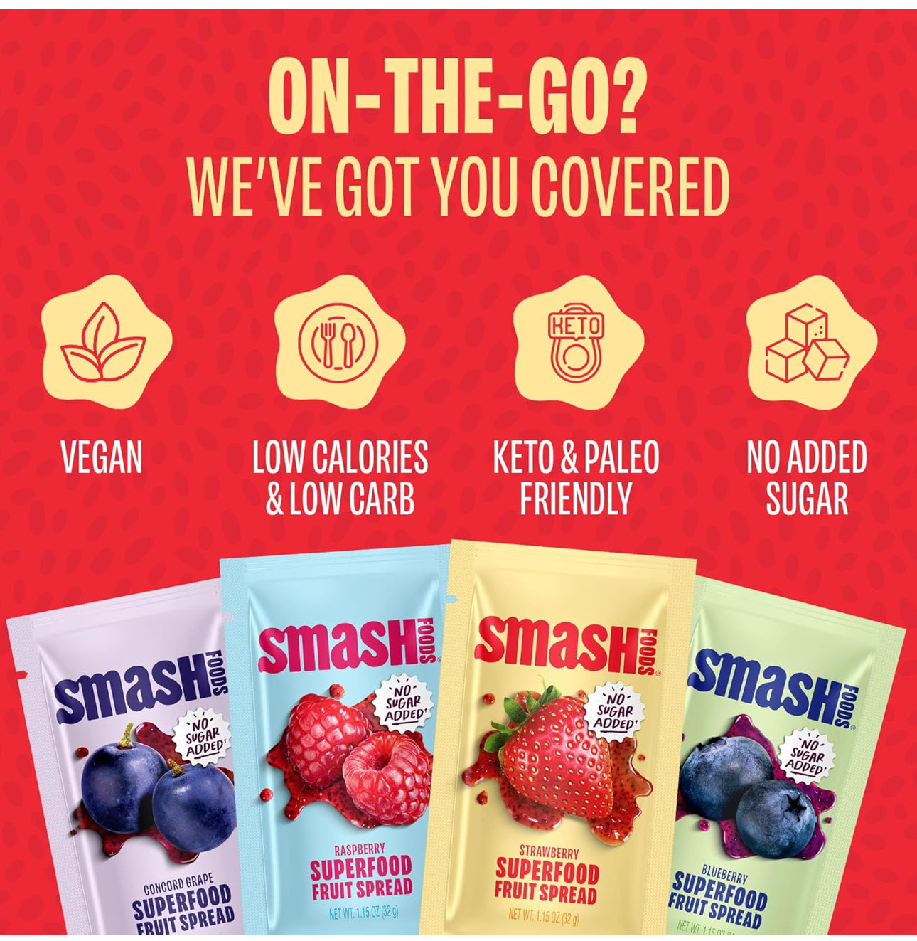 Smash Foods Single Serve Jam Packets | Variety 12-Pack