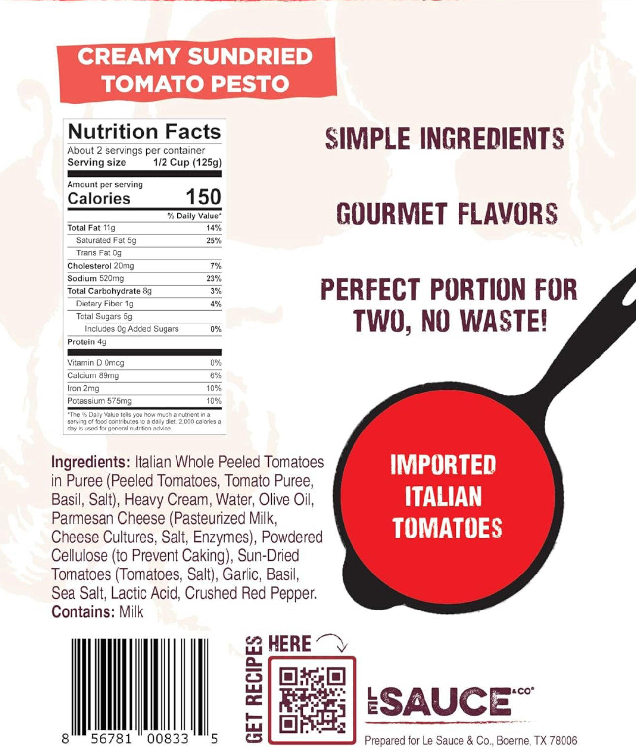 Creamy Sun-Dried Tomato Pesto Gourmet Pasta Sauce (2-pack)