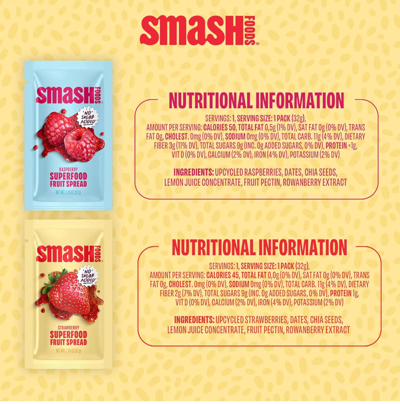 Smash Foods Single Serve Jam Packets | Variety 12-Pack