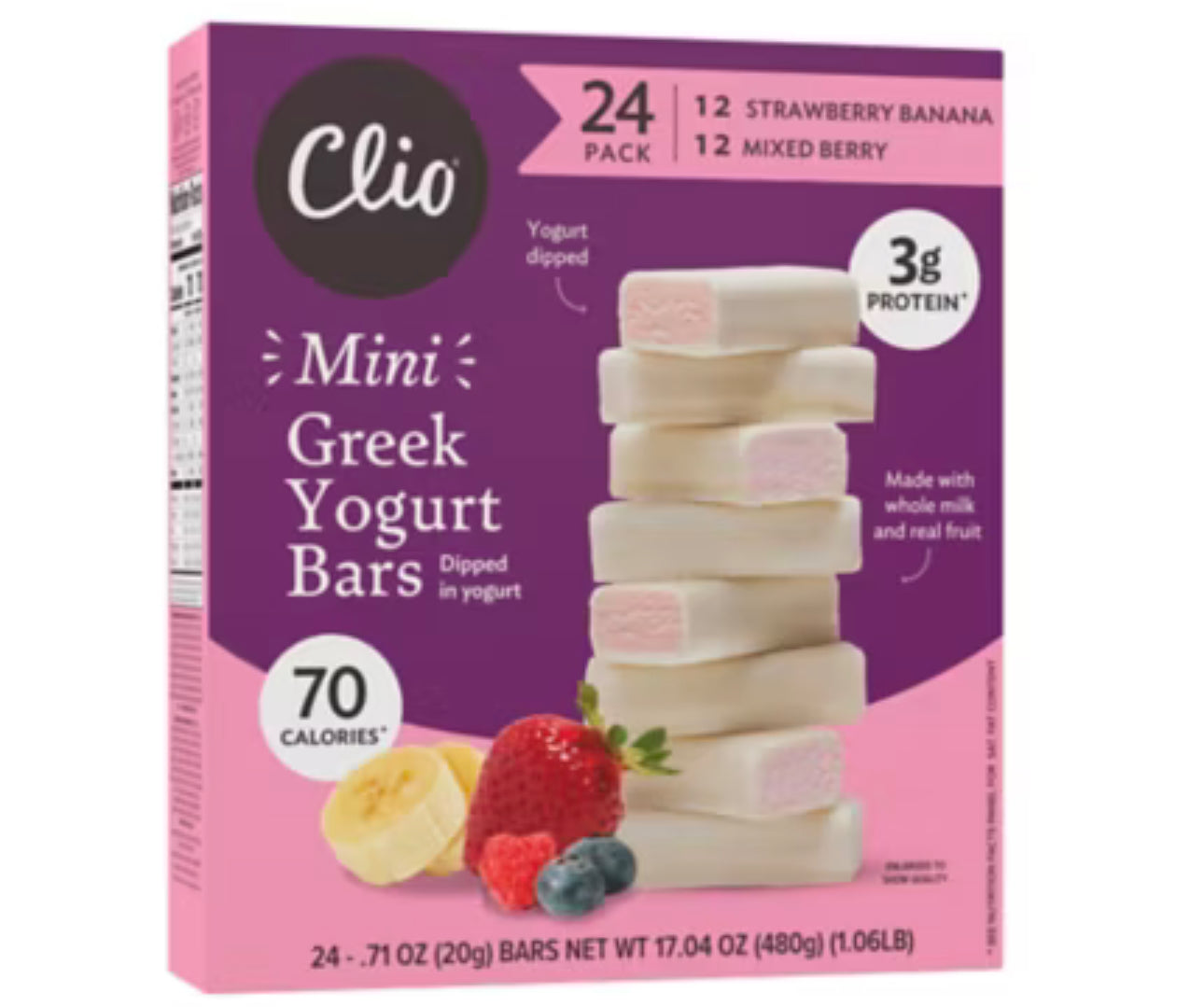 Clio Mini Greek Yogurt Bars, 24 pk (3 Flavors) image 6