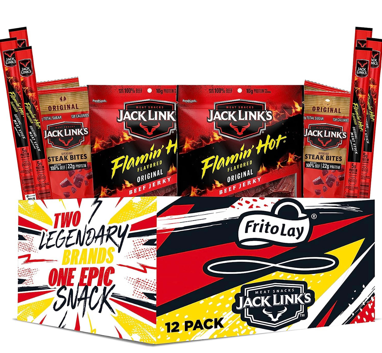 Jack Link’s® Flamin’ Hot® Meat Snacks, Hot & Spicy Sampler Variety Pack, 12 image 0