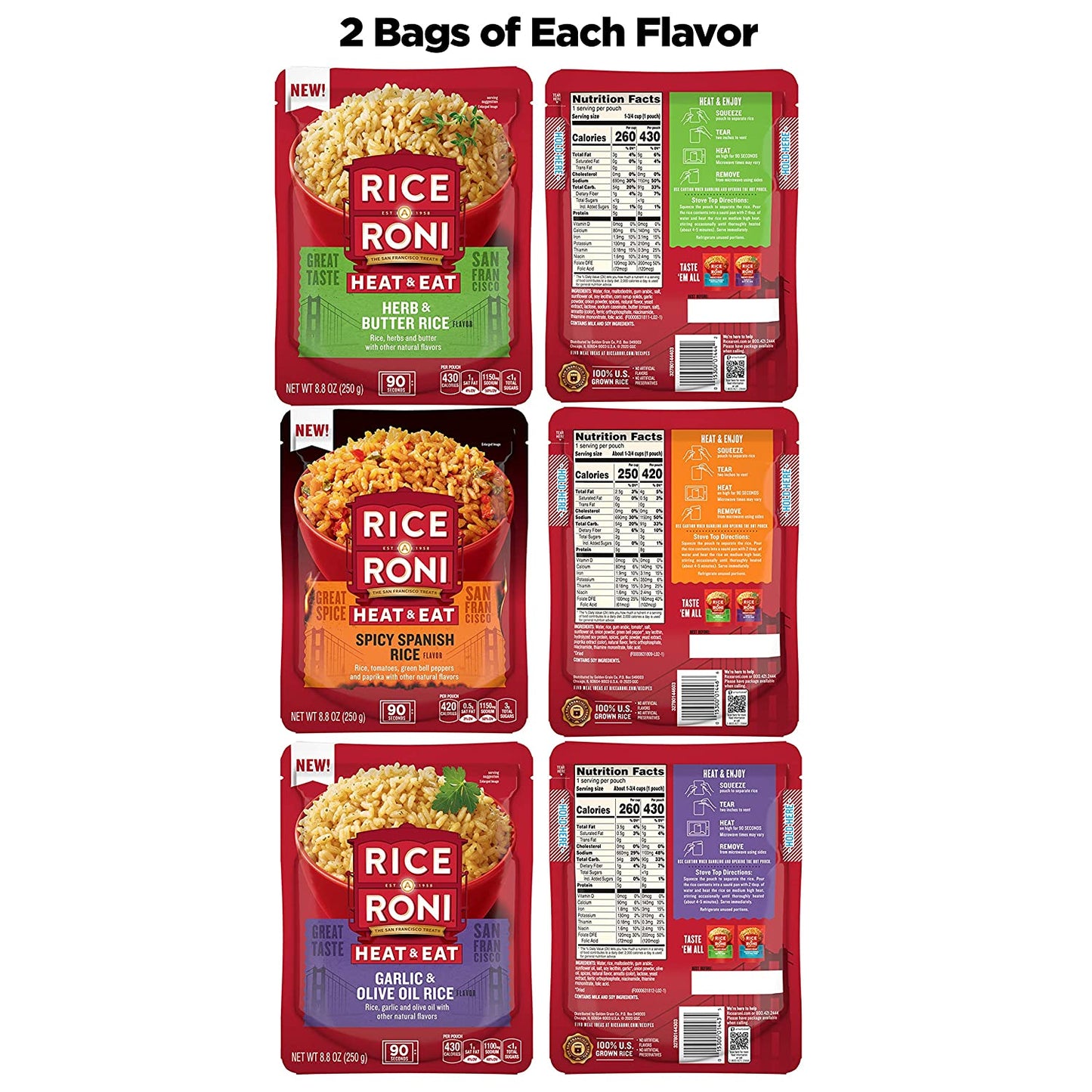 Rice A Roni Heat & Eat Rice (3 Flavor Variety Pack) image 1