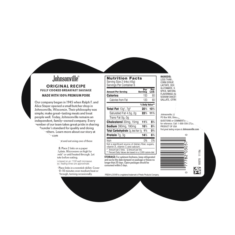 Fully Cooked Original Pork Breakfast Sausage Twin Pack image 1