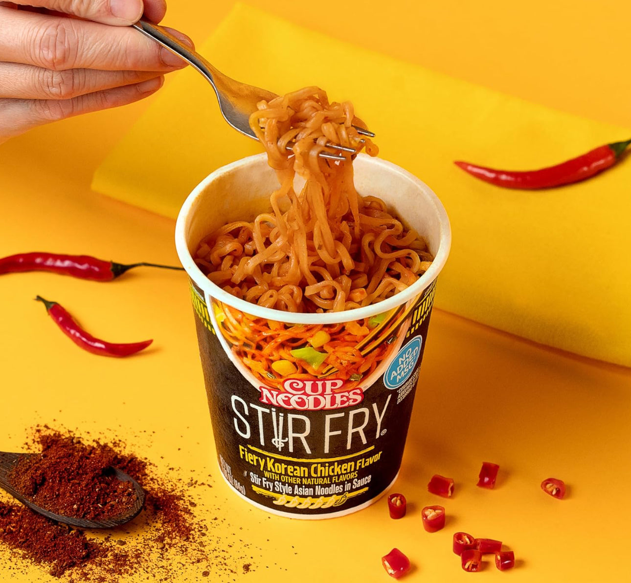 Cup Noodles Stir Fry Noodles in Sauce, Fiery Chicken, 2.96 Ounce 6 Pack image 3