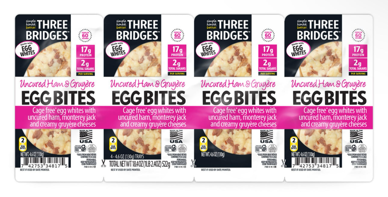 Three Bridges Ham & Gruyere Egg Bites with egg whites image 0
