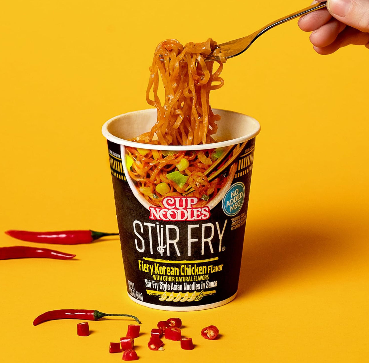 Cup Noodles Stir Fry Noodles in Sauce, Fiery Chicken, 2.96 Ounce 6 Pack image 2