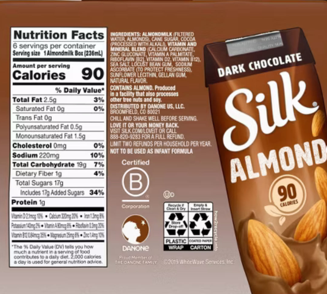 Silk Shelf Stable Dark Chocolate Almond Milk - 6ct/8 fl oz Boxes image 3