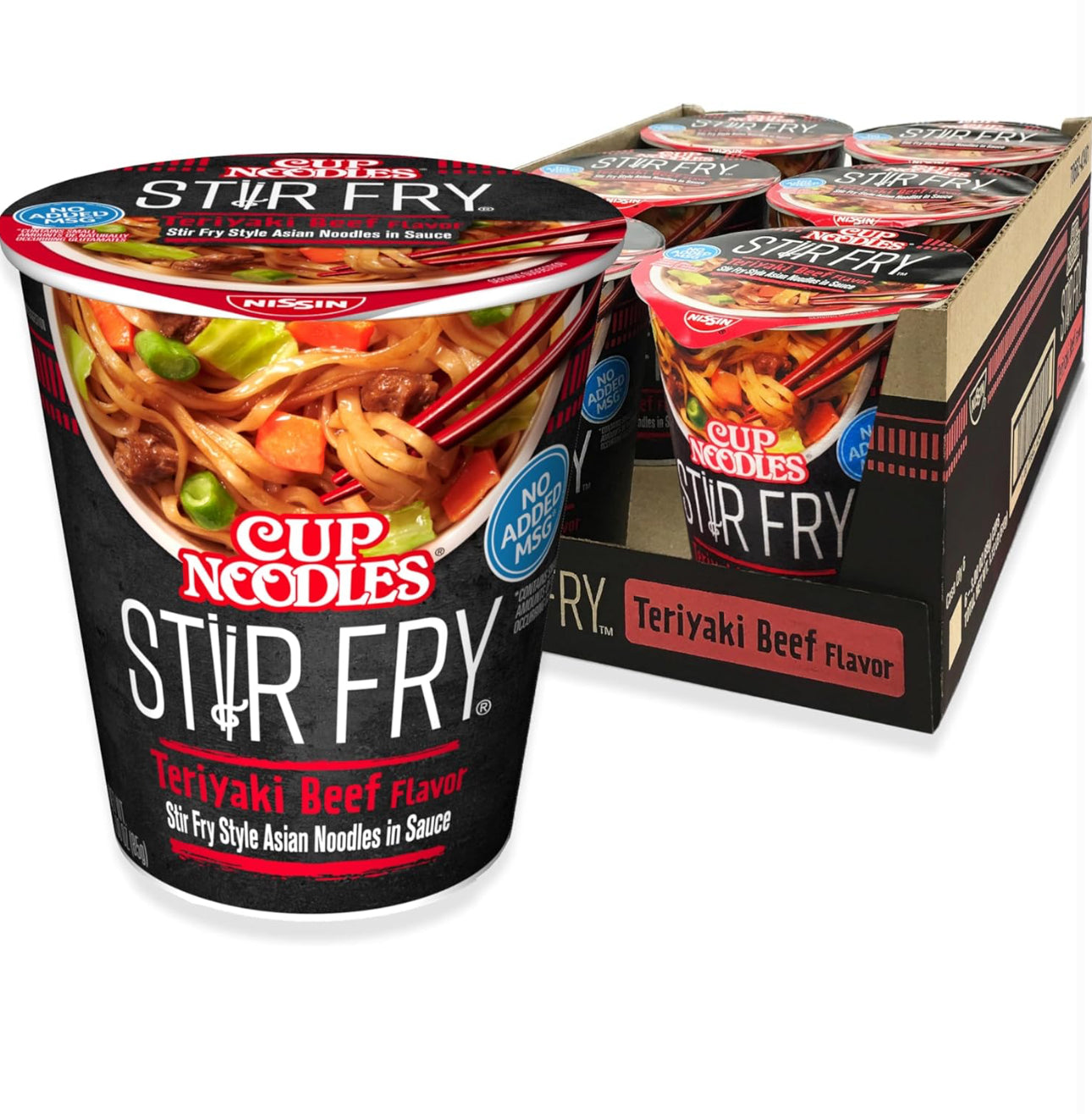 Cup Noodles Stir Fry Noodles in Sauce, Teriyaki Beef, 3 Ounce 12 Pack image 0