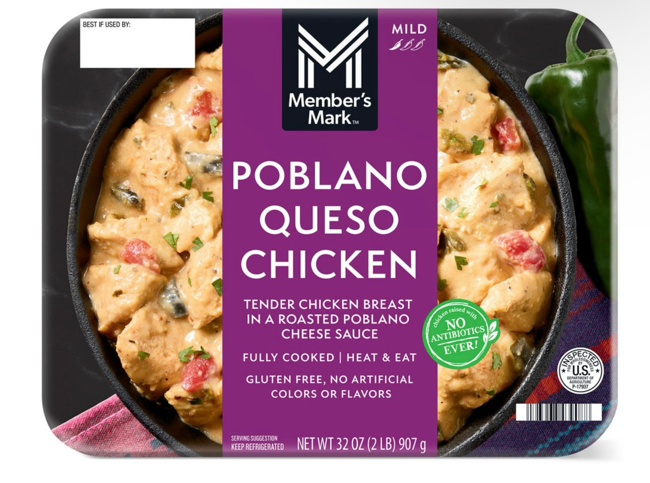 Fully Cooked Mild Poblano Queso Chicken, 32 oz. image 0