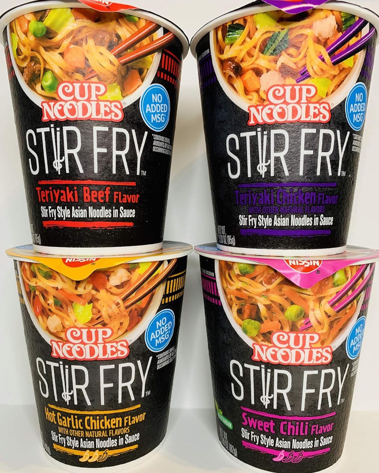 Cup Noodles Stir Fry Variety 4 Pack: Teriyaki Beef, Teriyaki Chicken, Hot Garlic image 0