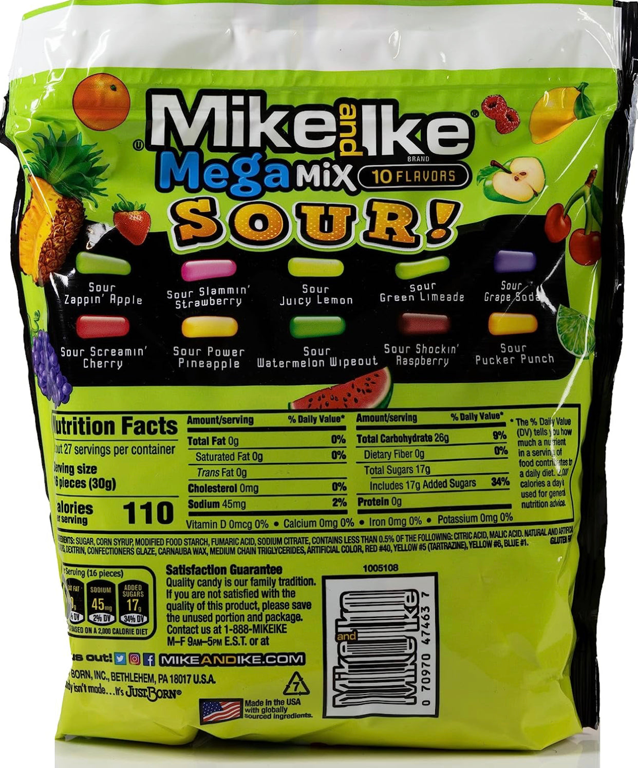 Mike and Ike MegaMix Sour Candy Pack of 2 Bags (28.8 oz) image 1