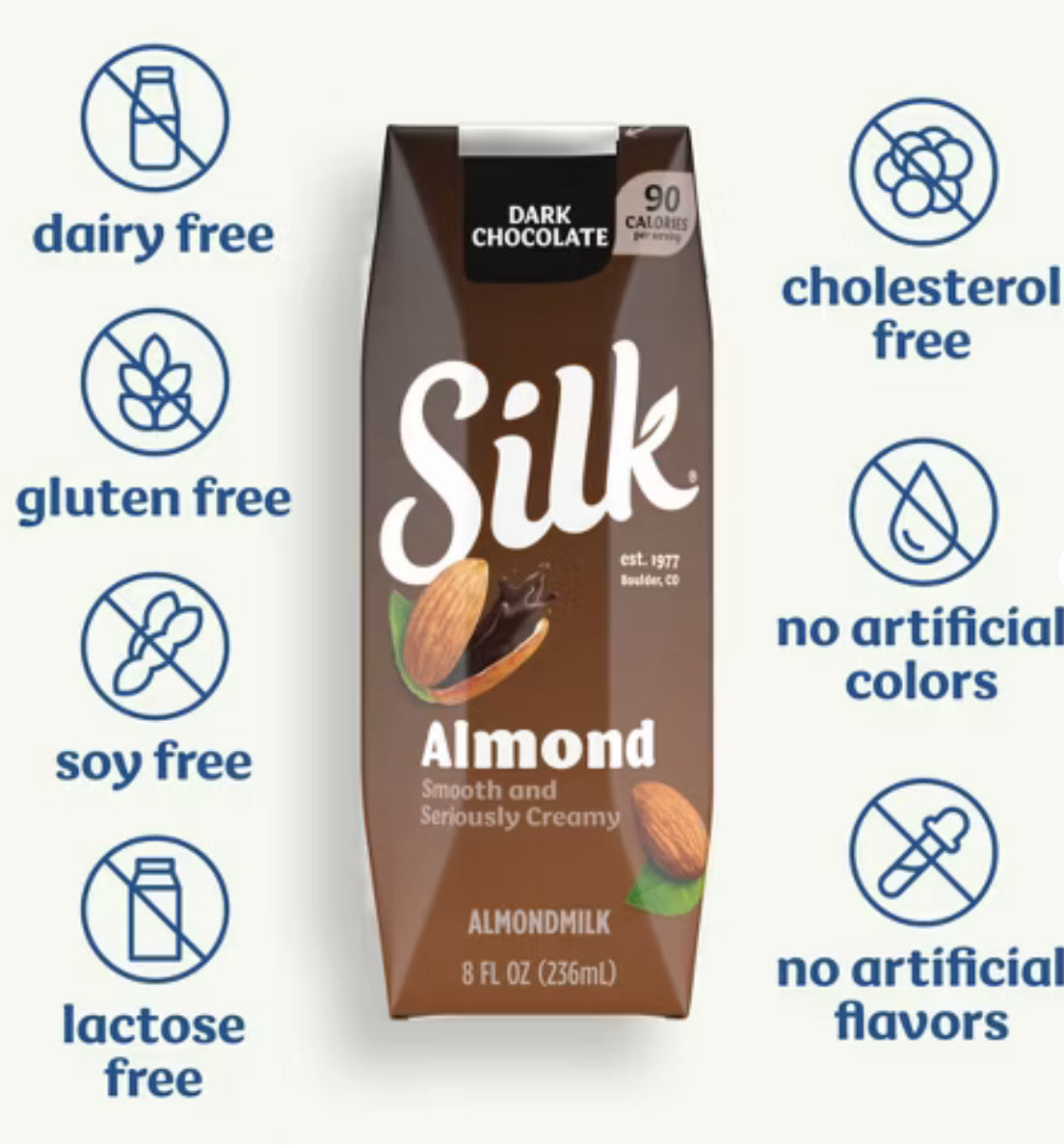 Silk Shelf Stable Dark Chocolate Almond Milk - 6ct/8 fl oz Boxes image 1