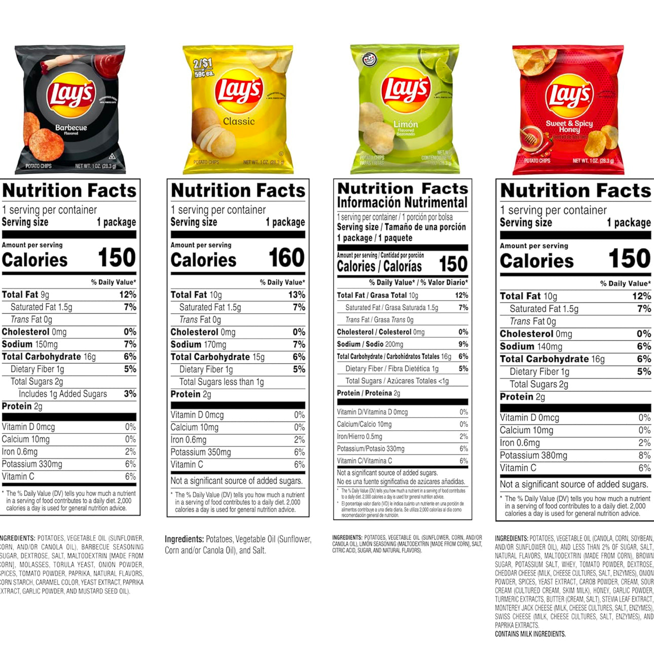 Lay's Potato Chips, Classic Chips Variety Pack of 40 image 1