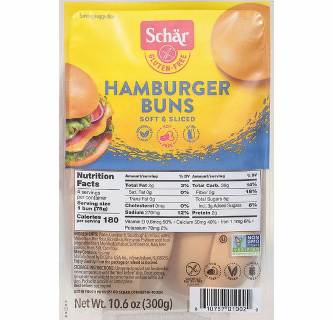 Schär (8) Hamburger Buns, Gluten-Free (Twin Pack) image 0
