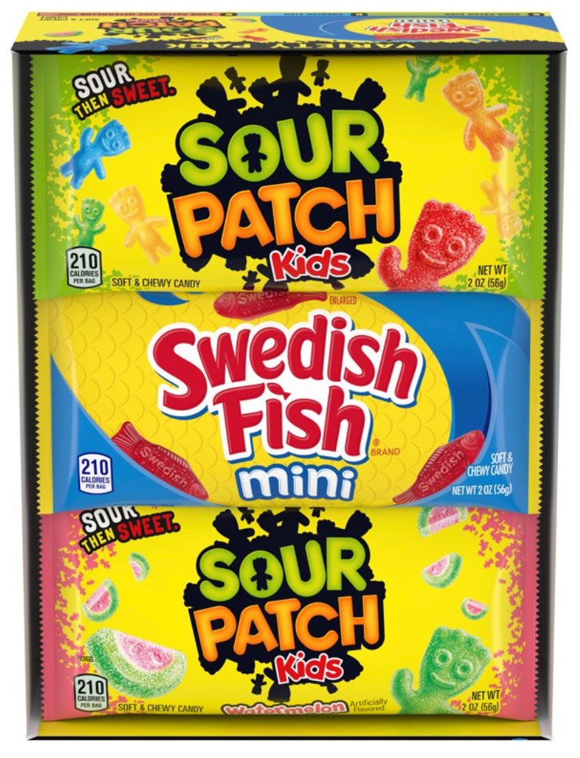 SOUR PATCH KIDS & SWEDISH FISH Soft & Chewy Candy Variety Pack, 18 Snack Packs image 0