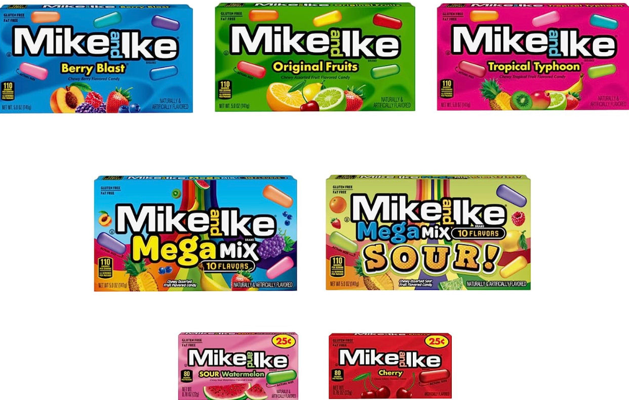 Mike and Ike Candy Variety 7 Pack- Includes 5 Theater Boxes and 2Mini Boxes image 0