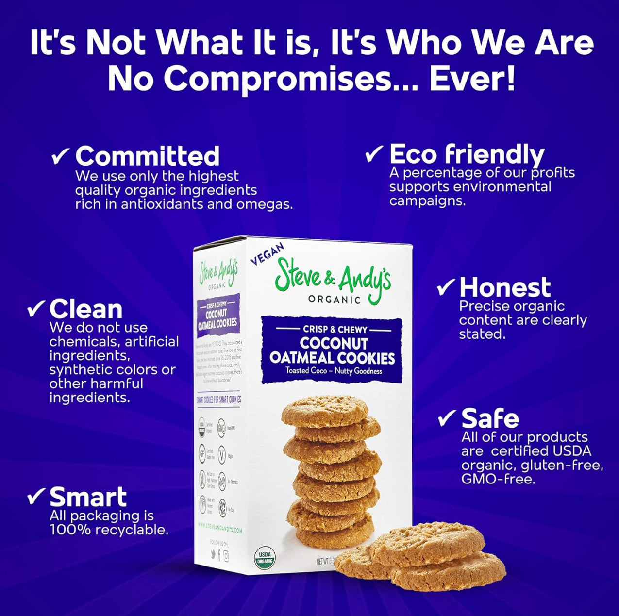 Steve & Andy’s Organic Cookies (3 Pack) in 5 different flavors image 2