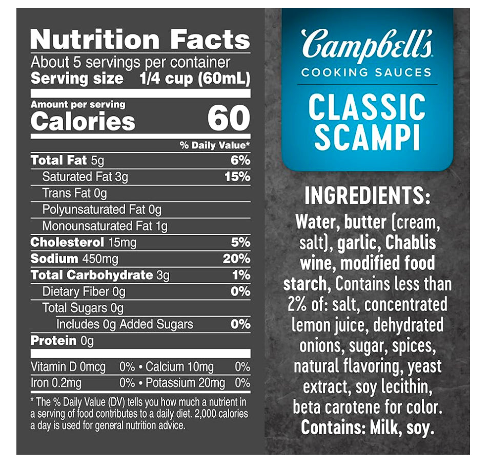 Campbell's Cooking Sauces, Classic Shrimp Scampi Sauce image 1