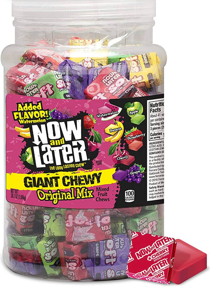 Now and Later Giant Chewy Original Mix, Mixed Fruit Chew Candy, 38 Ounce Jar image 0