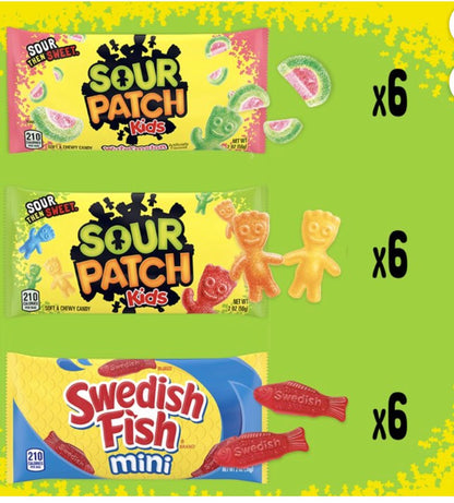 SOUR PATCH KIDS & SWEDISH FISH Soft & Chewy Candy Variety Pack, 18 Snack Packs  image 1