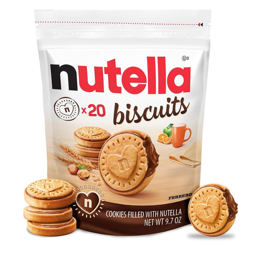Nutella Biscuits, 20 Count Cookies, Hazelnut Spread with Cocoa