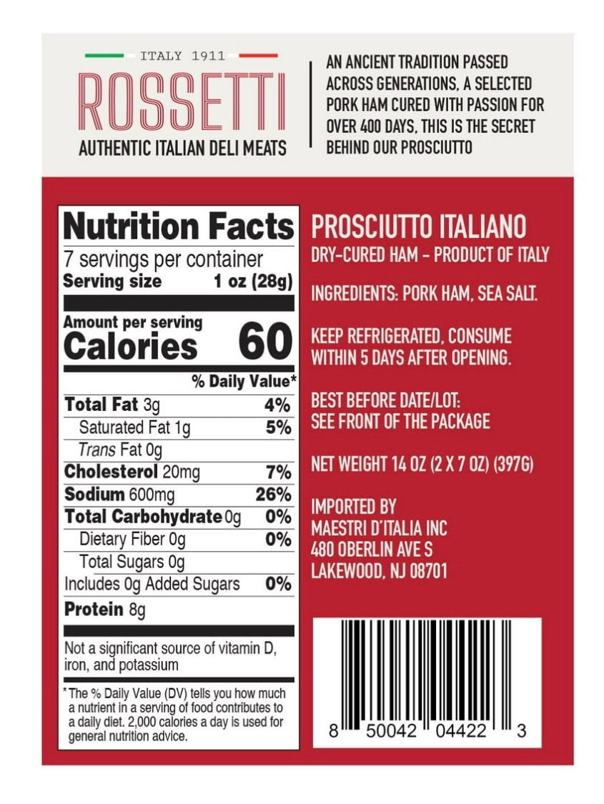 Rossetti Prosciutto Italiano, 7 oz., 2 pk