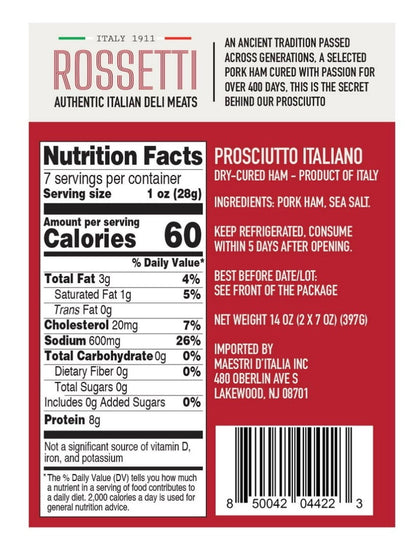 Rossetti Prosciutto Italiano, 7 oz., 2 pk
